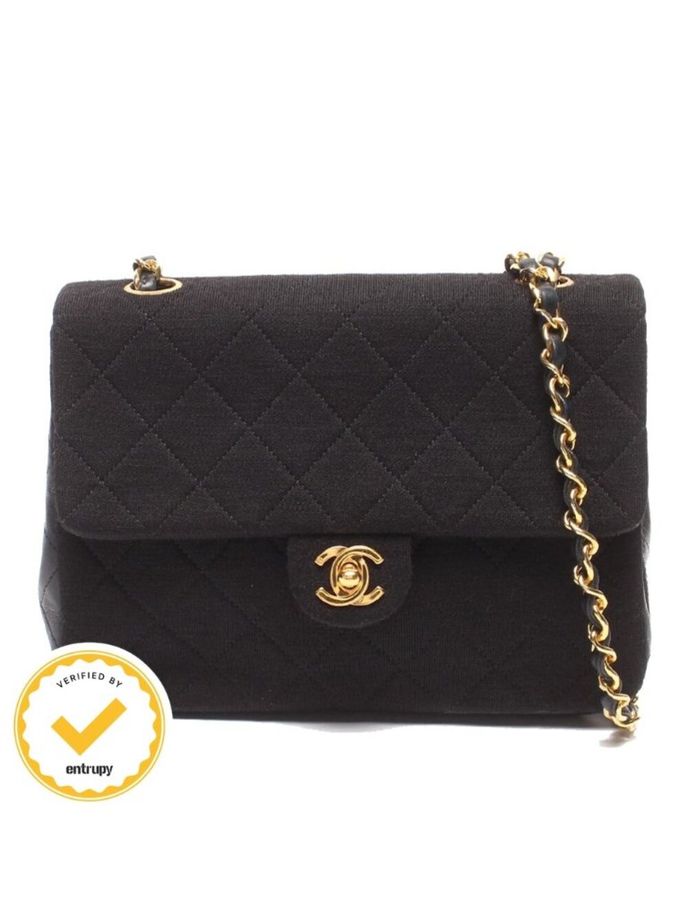 Chanel Chain Shoulder Bag Gold Mini Quilted Single Flap Lambskin Cotton